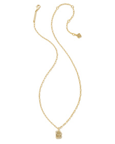 Crystal Letter B Gold Short Pendant Necklace in White Crystal