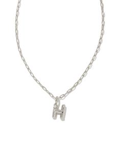 Crystal Letter H Silver Short Pendant Necklace in White Crystal