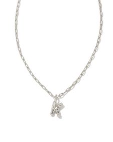 Crystal Letter K Silver Short Pendant Necklace in White Crystal