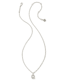 Crystal Letter Q Silver Short Pendant Necklace in White Crystal
