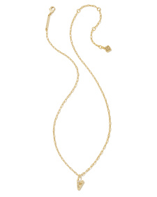 Crystal Letter V Gold Short Pendant Necklace in White Crystal