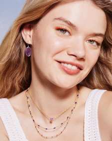 Dani Gold Enamel Framed Drop Earrings in Amethyst