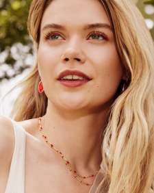 Dani Gold Enamel Framed Drop Earrings in Red Illusion