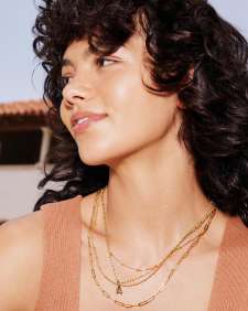 Dottie Gold Multi Strand Necklace in Orange