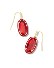 Dani Gold Enamel Framed Drop Earrings in Red Illusion