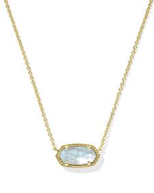 Elisa Gold Pendant Necklace in Light Blue Illusion