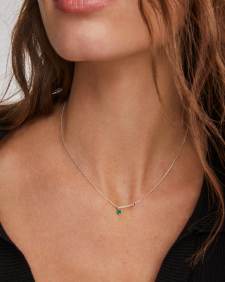 Maisie Sterling Silver Pendant Necklace in Green Onyx