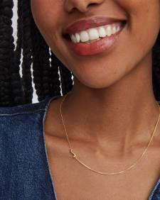 Letter S Inline Initial Necklace in 18k Gold Vermeil