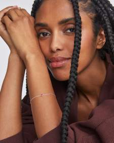 Maisie Sterling Silver Delicate Chain Bracelet in Ruby