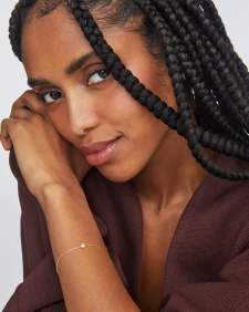 Maisie 18k Gold Vermeil Delicate Chain Bracelet in White Topaz