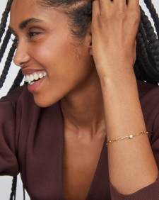 Virginia 18k Gold Vermeil Paperclip Bracelet in White Topaz