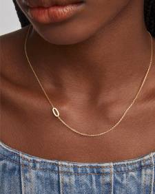 Letter O Inline Initial Necklace in 18k Gold Vermeil
