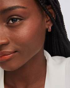 Cailin Gold Huggie Earrings in Red Crystal