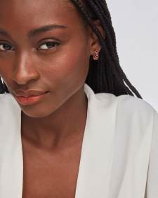 Cailin Gold Huggie Earrings in Red Crystal