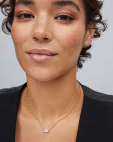 Cailin Gold Pendant Necklace in Ivory Mother-of-Pearl