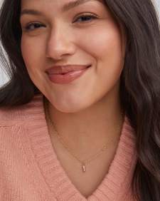 Crystal Letter I Gold Short Pendant Necklace in White Crystal