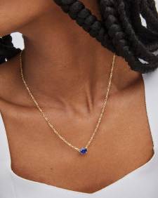 Cailin Gold Pendant Necklace in Blue Crystal