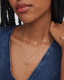 Crystal Letter X Gold Short Pendant Necklace in White Crystal