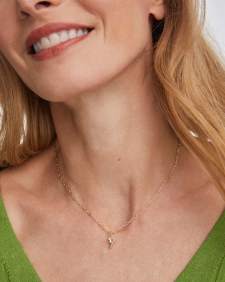 Crystal Letter Y Gold Short Pendant Necklace in White Crystal