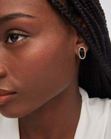 Ellie Gold Stud Earrings in Black
