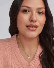 Letter A Pendant Necklace in Gold