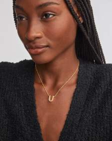 Letter U Pendant Necklace in Gold