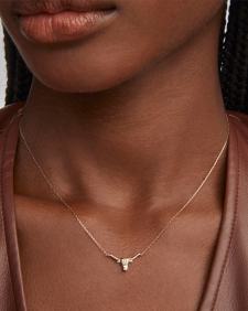 Diamond Accent 14k Yellow Gold Longhorn Necklace in White Diamond