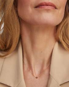 Marisa 14k Yellow Gold Oval Solitaire Pendant Necklace in Garnet