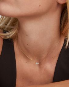 Marisa Pendant Necklace in White Diamond and 14k Yellow Gold