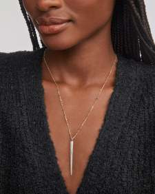 0.31 ct Spike 14k Yellow Gold Statement Necklace in White Diamond