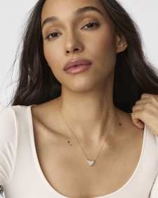 Ari Heart Gold Pendant Necklace in Iridescent Drusy