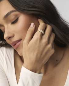 Cailin Gold Crystal Band Ring in Ivory Mother-of-Pearl