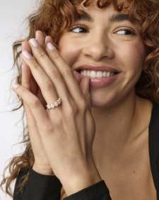 Cailin Gold Crystal Band Ring in White Iridescent Crystal