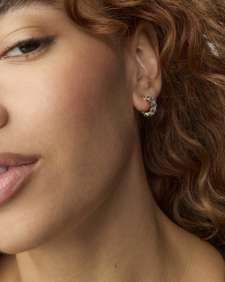 Cailin Gold Huggie Earrings in Blue Violet Crystal