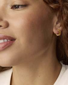 Cailin Gold Huggie Earrings in Golden Yellow Crystal