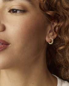 Cailin Gold Huggie Earrings in Ivory Mother-of-Pearl