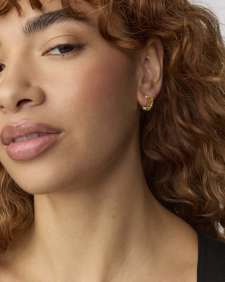 Cailin Gold Huggie Earrings in Light Green Crystal