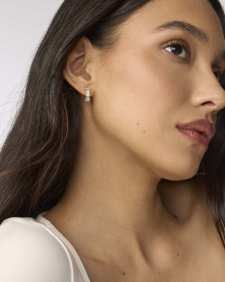 Cailin Gold Crystal Huggie Earrings in White CZ