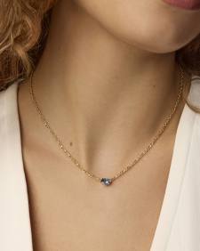 Cailin Gold Pendant Necklace in Blue Violet Crystal