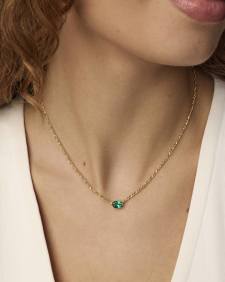 Cailin Gold Pendant Necklace in Green Crystal