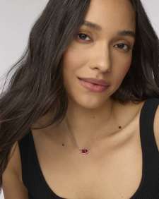 Elisa Silver Pendant Necklace in Berry Glass