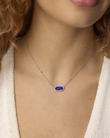 Elisa Silver Pendant Necklace in Cobalt Cats Eye