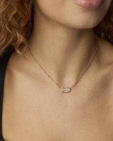 Elisa Rose Gold Pendant Necklace in Dichroic Glass