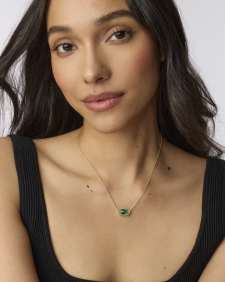 Elisa Gold Pendant Necklace in Emerald Cat’s Eye