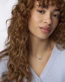 Elisa Silver Pendant Necklace in Platinum Drusy