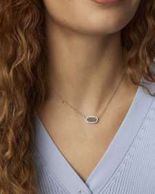 Elisa Silver Pendant Necklace in Platinum Drusy