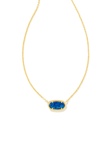 Elisa Gold Pendant Necklace in Cobalt Blue Lab Grown Opal