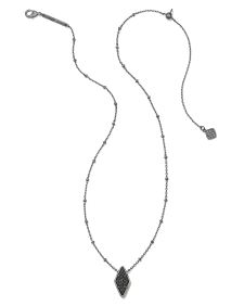 Kinsley Gunmetal Short Pendant Necklace in Black Drusy
