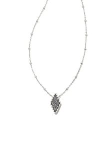 Kinsley Silver Short Pendant Necklace in Platinum Drusy