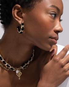 Everleigh Gold Velvet Necklace in Black